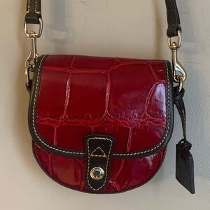 Dooney and Bourke Red Faux Crocodile Embossed Small Mini Crossbody Purse